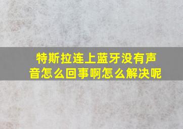 特斯拉连上蓝牙没有声音怎么回事啊怎么解决呢