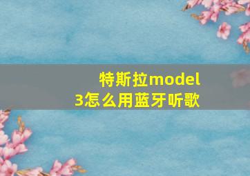 特斯拉model3怎么用蓝牙听歌