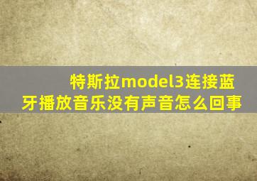 特斯拉model3连接蓝牙播放音乐没有声音怎么回事