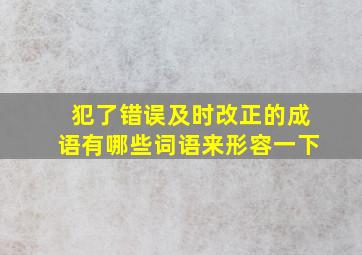 犯了错误及时改正的成语有哪些词语来形容一下