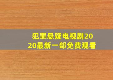 犯罪悬疑电视剧2020最新一部免费观看