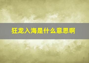 狂龙入海是什么意思啊