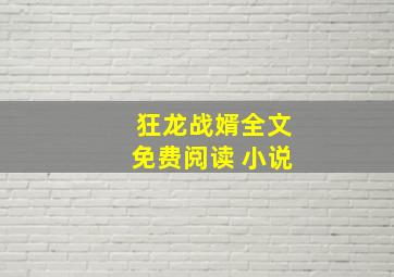 狂龙战婿全文免费阅读 小说