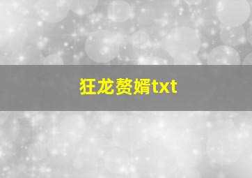 狂龙赘婿txt