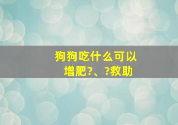 狗狗吃什么可以增肥?、?救助