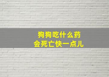 狗狗吃什么药会死亡快一点儿