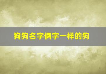 狗狗名字俩字一样的狗