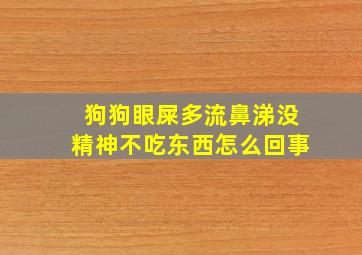 狗狗眼屎多流鼻涕没精神不吃东西怎么回事