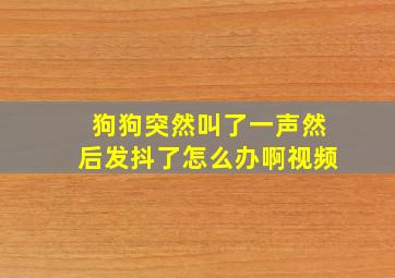 狗狗突然叫了一声然后发抖了怎么办啊视频