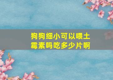 狗狗细小可以喂土霉素吗吃多少片啊