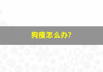 狗瘦怎么办?