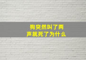 狗突然叫了两声就死了为什么