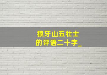 狼牙山五壮士的评语二十字_