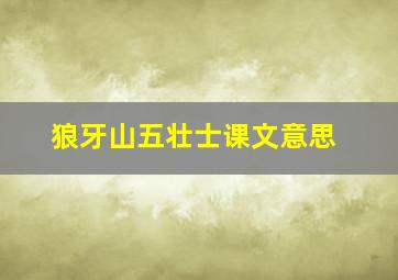 狼牙山五壮士课文意思