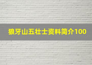 狼牙山五壮士资料简介100