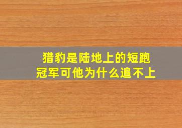 猎豹是陆地上的短跑冠军可他为什么追不上