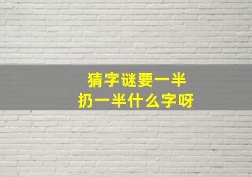 猜字谜要一半扔一半什么字呀