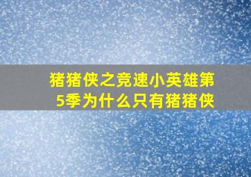 猪猪侠之竞速小英雄第5季为什么只有猪猪侠