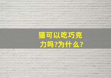 猫可以吃巧克力吗?为什么?