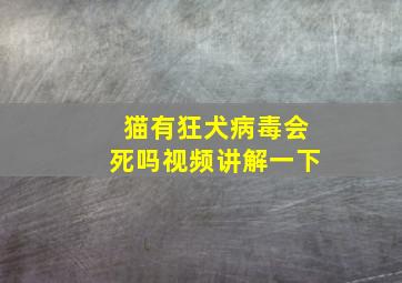 猫有狂犬病毒会死吗视频讲解一下