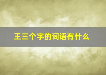 王三个字的词语有什么