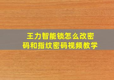 王力智能锁怎么改密码和指纹密码视频教学