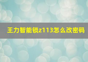 王力智能锁z113怎么改密码