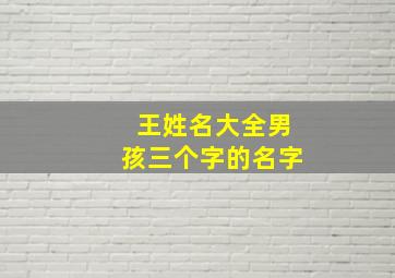 王姓名大全男孩三个字的名字