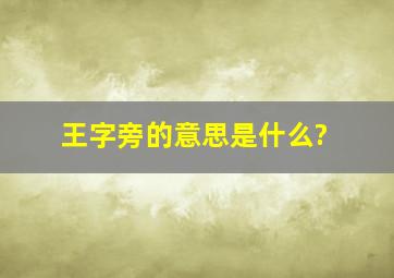 王字旁的意思是什么?