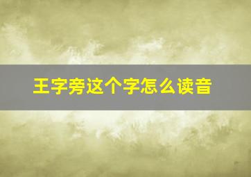 王字旁这个字怎么读音