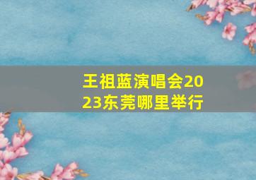 王祖蓝演唱会2023东莞哪里举行