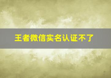 王者微信实名认证不了