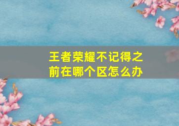 王者荣耀不记得之前在哪个区怎么办