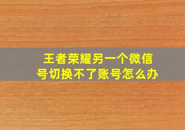 王者荣耀另一个微信号切换不了账号怎么办