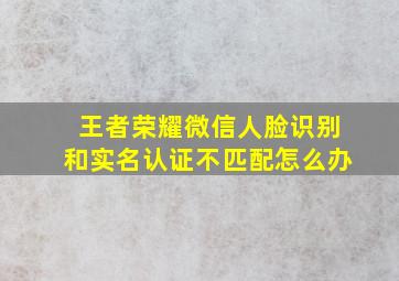 王者荣耀微信人脸识别和实名认证不匹配怎么办