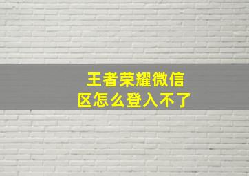 王者荣耀微信区怎么登入不了