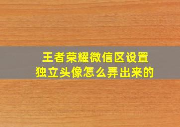 王者荣耀微信区设置独立头像怎么弄出来的