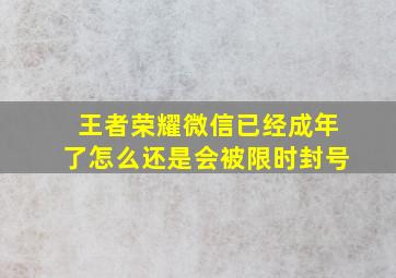 王者荣耀微信已经成年了怎么还是会被限时封号