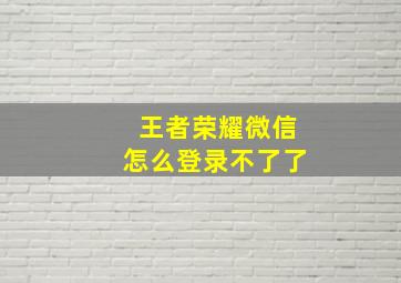 王者荣耀微信怎么登录不了了