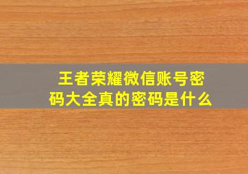 王者荣耀微信账号密码大全真的密码是什么