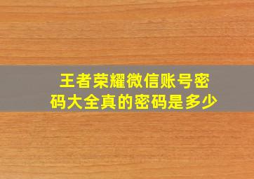 王者荣耀微信账号密码大全真的密码是多少