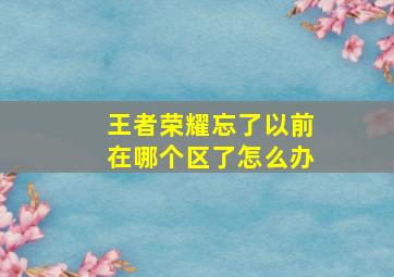 王者荣耀忘了以前在哪个区了怎么办