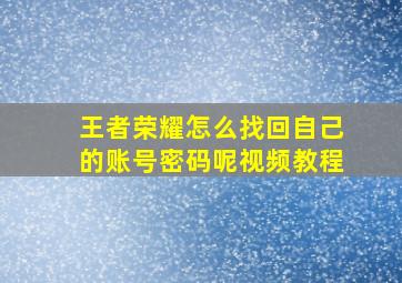 王者荣耀怎么找回自己的账号密码呢视频教程