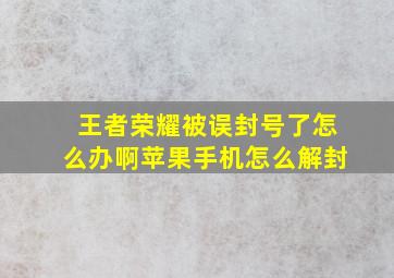 王者荣耀被误封号了怎么办啊苹果手机怎么解封