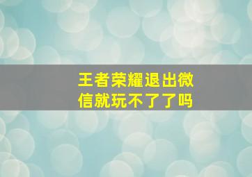 王者荣耀退出微信就玩不了了吗