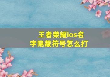 王者荣耀ios名字隐藏符号怎么打