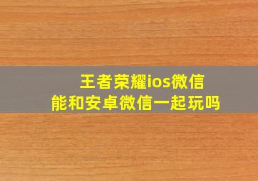 王者荣耀ios微信能和安卓微信一起玩吗