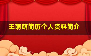 王萌萌简历个人资料简介