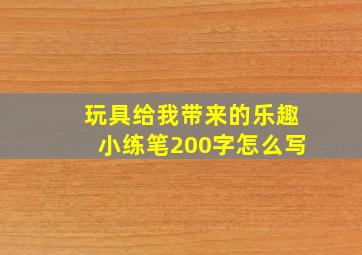 玩具给我带来的乐趣小练笔200字怎么写