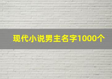 现代小说男主名字1000个